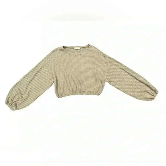 BUNDLE! Set of 2 Alter’d State Waffle Knit Cropped Balloon Sleeve Sweaters SizeS - Picture 4 of 6